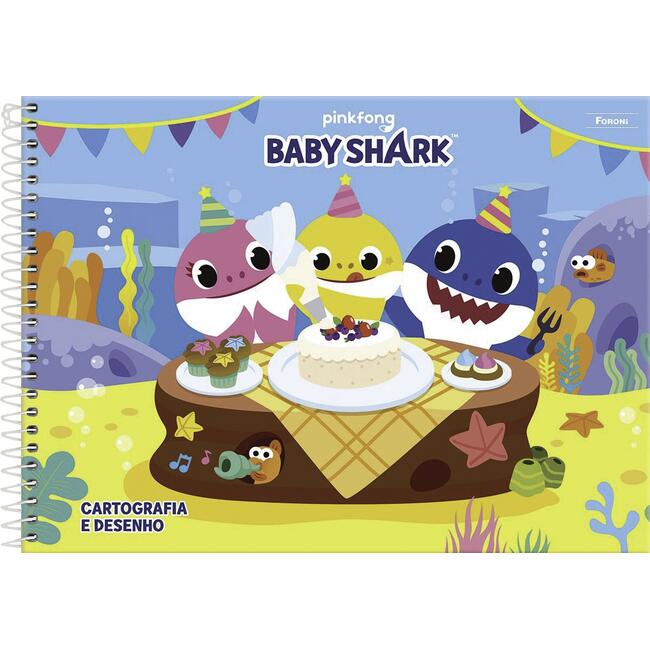 Caderno Foroni Baby Shark Cartografia - 96 folhas un
