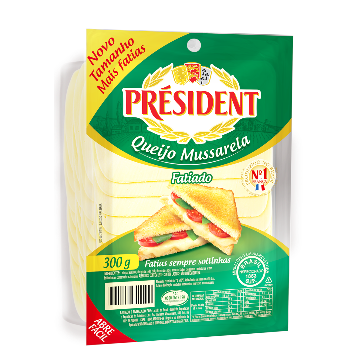 Queijo Mussarela Président Fatiado 300g