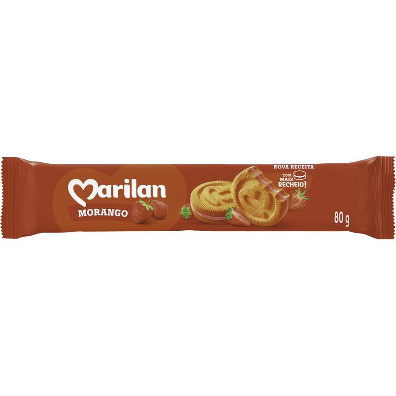 Biscoito Recheado Marilan Morango 80g