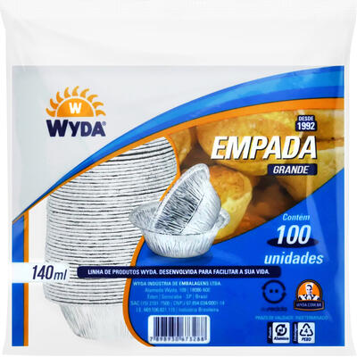 Forma de Alumínio Wyda Empada 140ml 100 un