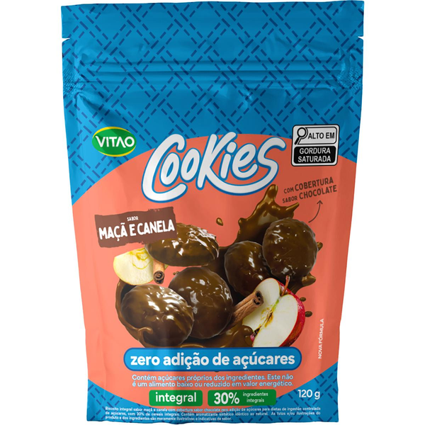 Cookie Vitao 120g - Zero - Maçã e Canela com Cobertura de Chocolate