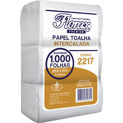 Toalha de Papel Florax Interfolhas Branca 1000 folhas