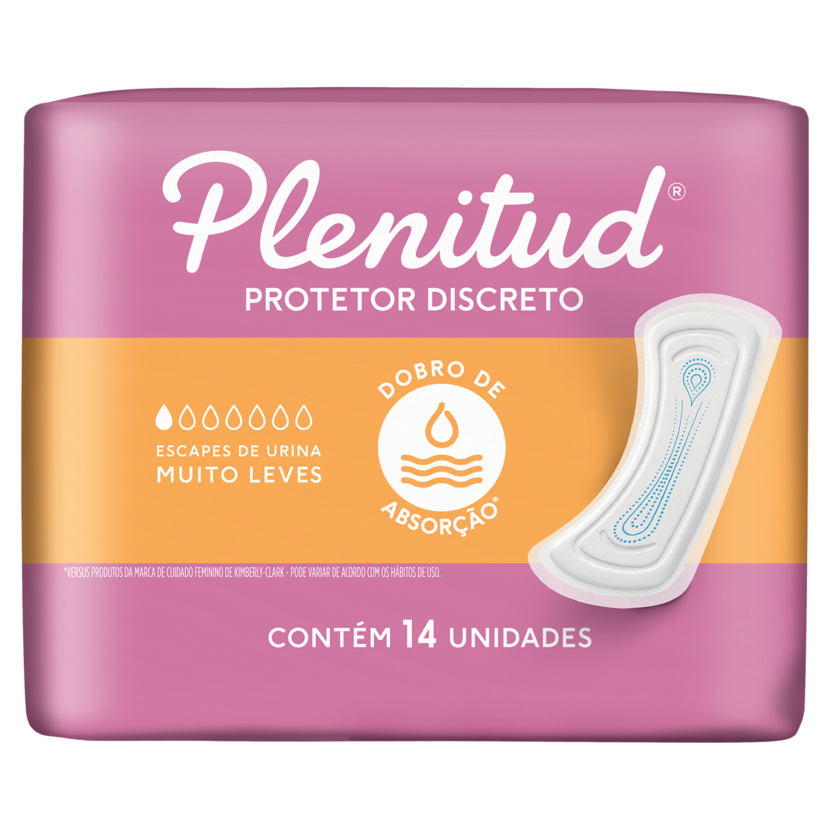 Protetor Diário sem Abas para Incontinência Urinária Plenitud Femme Pacote 14 Unidades