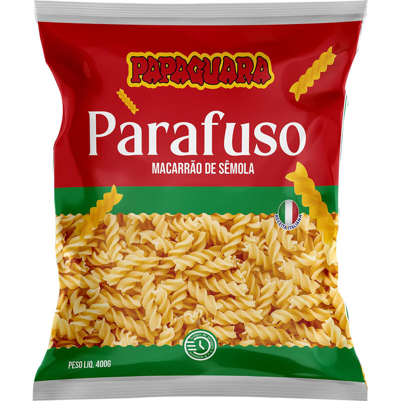 Macarrão de Sêmola Papaguara Parafuso 400g