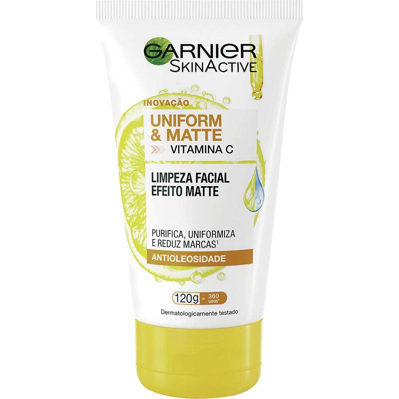 Limpeza Facial Garnier Uniform & Matte Vitamina C Antioleosidade 120g