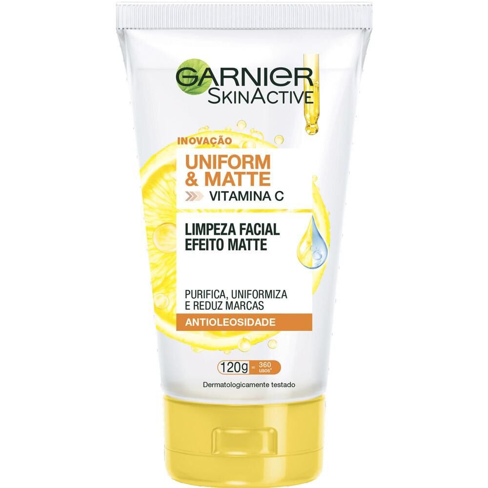 Limpeza Facial Garnier Uniform & Matte Vitamina C Antioleosidade 120g