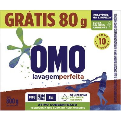 Lava Roupas em Pó Omo Lavagem perfeita 800g