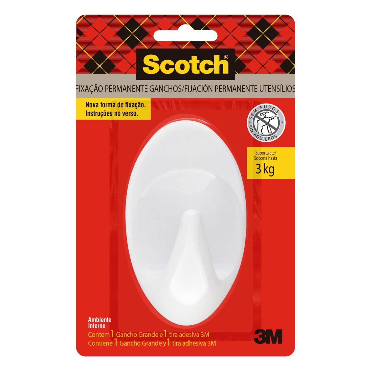 Gancho Scotch Grande 3kg Branco 1un