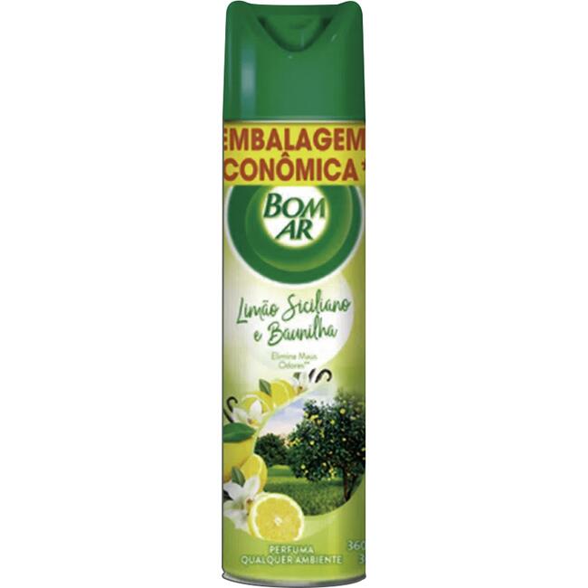 Aromatizador BOM AR Aerossol Limão Siciliano e Baunilha 360ml Embalagem Econômica