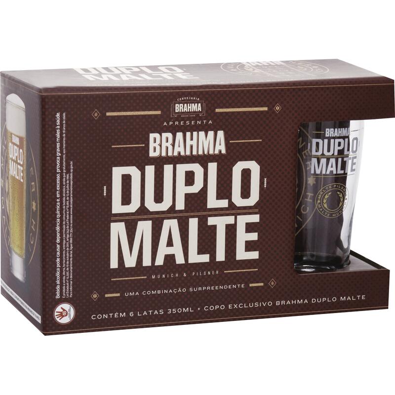 Kit Cerveja Brahma Duplo Malte Lata 6x350ml+Copo Exclusivo
