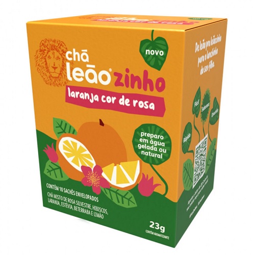 Chá Laranja Cor-de-Rosa Leãozinho Caixa 23g 10 Unidades