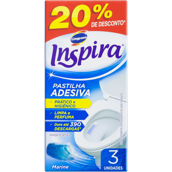 Desodorizador Sanitário Inspira Pastilha Adesiva - Marine - Com 3 Pastilhas