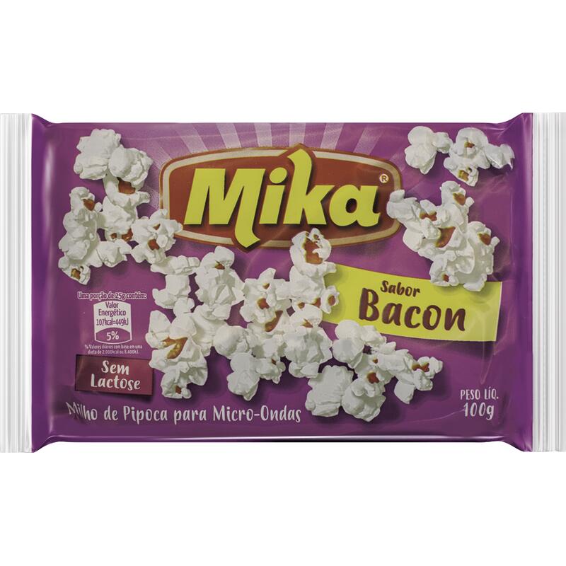 Milho de Pipoca para Micro-ondas Mika Bacon 100g