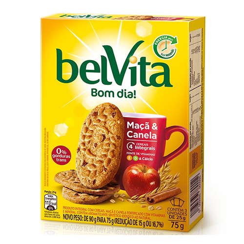 Biscoito BelVita Maçã E Canela Multipack 75g com 3 Unidades de 25g