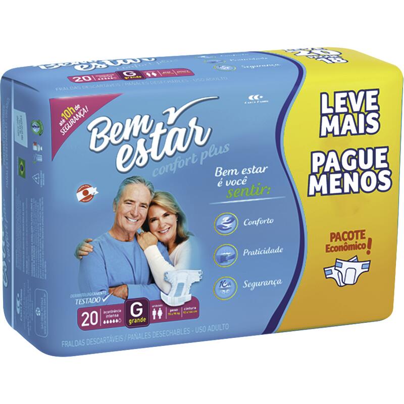 Fralda Geriátrica Bem Estar Comfort G 20 un