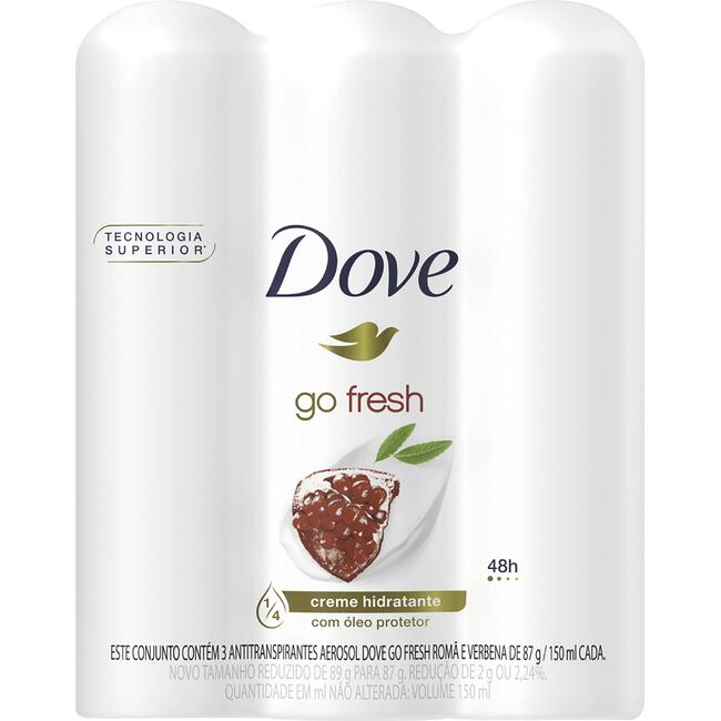 Kit Desodorante Aerossol Dove Romã e verbena 3x150ml