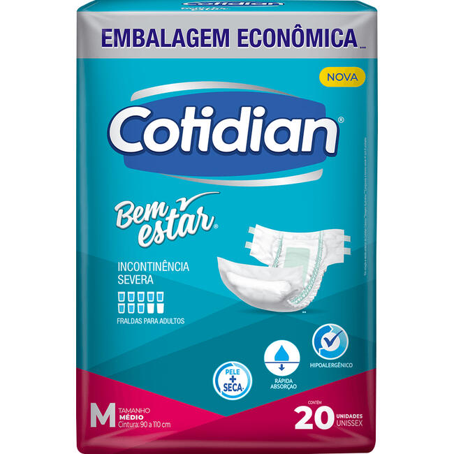 Fralda Geriátrica Cotidian Bem Estar M 20 un