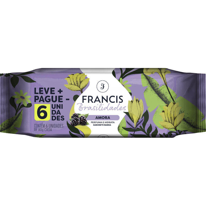 Pack Sabonete Barra Amora Francis Brasilidades Pacote 6 Unidades 80g Cada Leve Mais Pague Menos