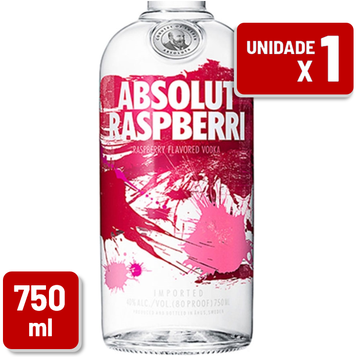 Vodka Absolut Raspeberri Garrafa Vidro 750ml