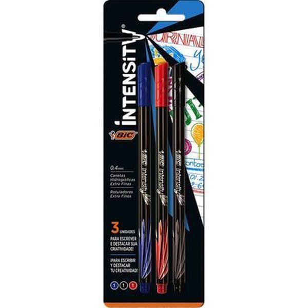 Caneta Bic Com 3 Canetas - Intensity - Azul/ Preta/ Vermelha - Ref. 971107