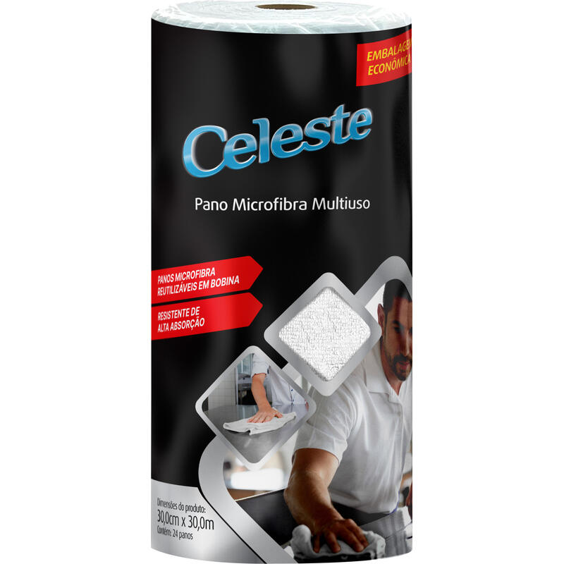 Pano Multiuso Celeste Microfibra 30x30cm 24 un
