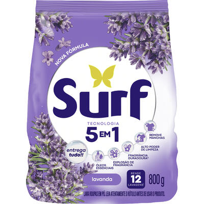 Lava-Roupas Pó Lavanda Surf Pacote 800g