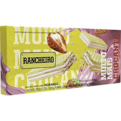 Biscoito Wafer Rancheiro Morango 108g