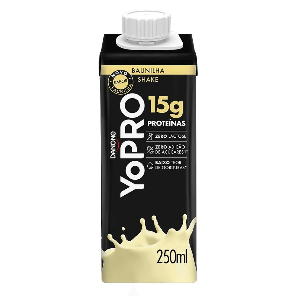 Bebida Láctea UHT Baunilha Zero Lactose Yopro Shake Caixa 250ml