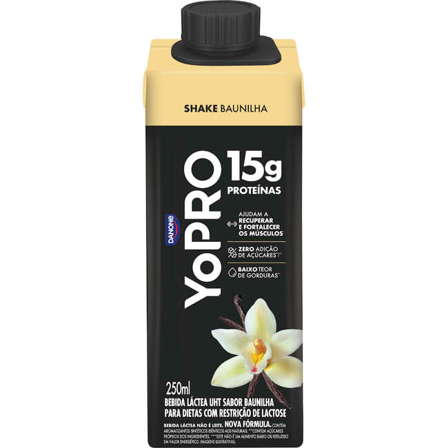 Bebida Láctea UHT Baunilha Zero Lactose Yopro Shake Caixa 250ml