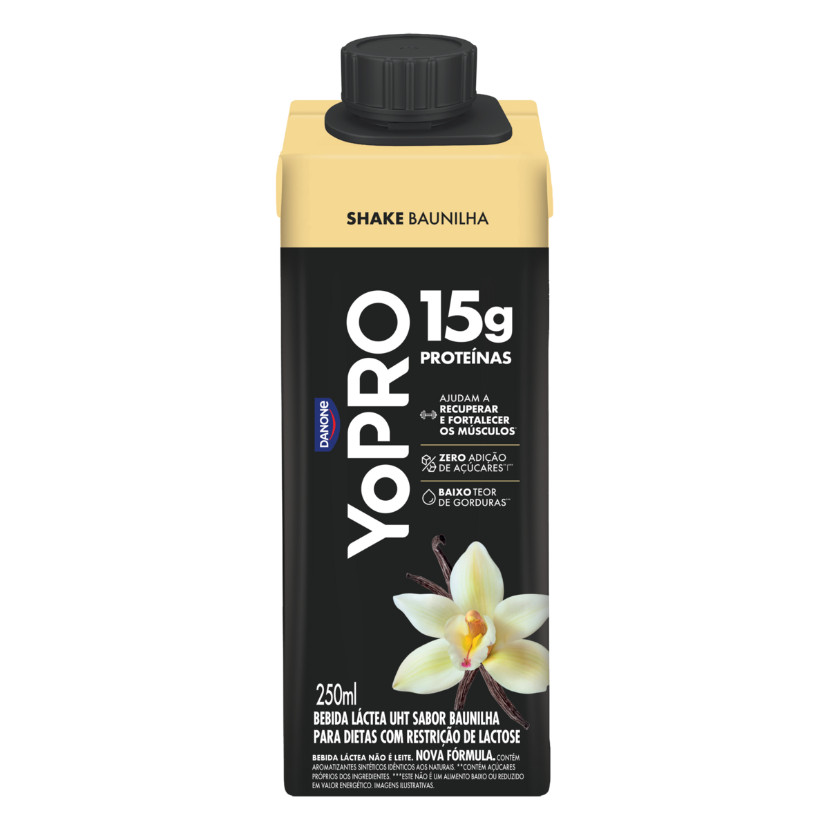 Bebida Láctea UHT Baunilha Zero Lactose Yopro Shake Caixa 250ml
