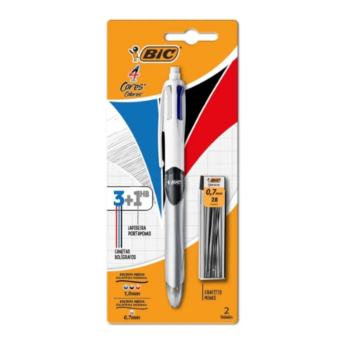 Caneta 4 Cores Bic 3+1 Lapiseira un