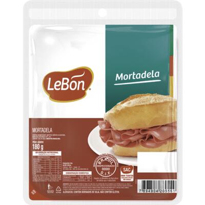 Mortadela Fatiada Lebon Com Toucinho 180g