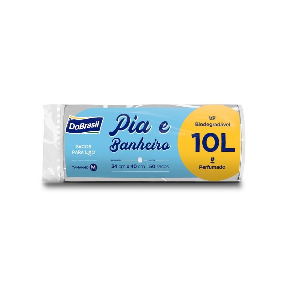 Saco Para Lixo Dobrasil Pia E Banheiro Perfumado Biodegradável Com 50 Unidades 10l