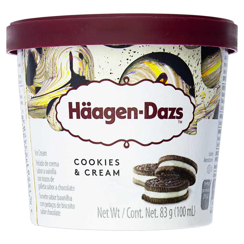 Sorvete Cookies e Cream Häagen-Dazs Pote 100ml