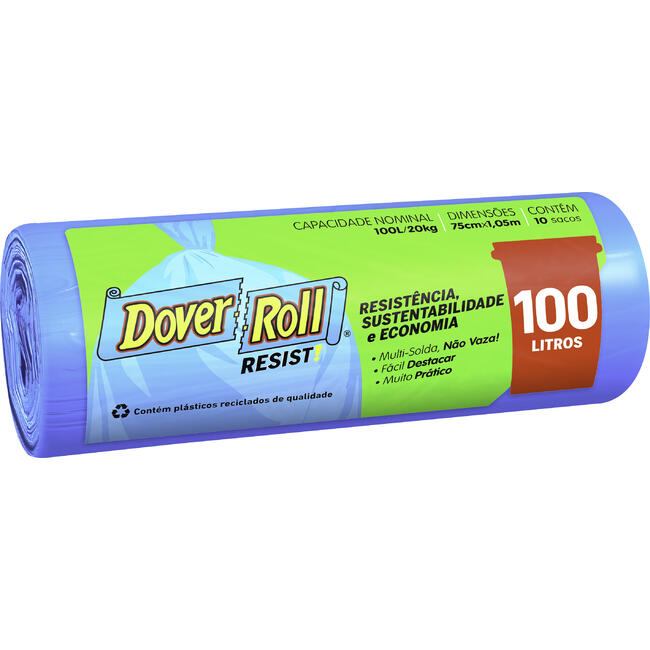 Saco de Lixo Dover Roll Azul 100L 10 un