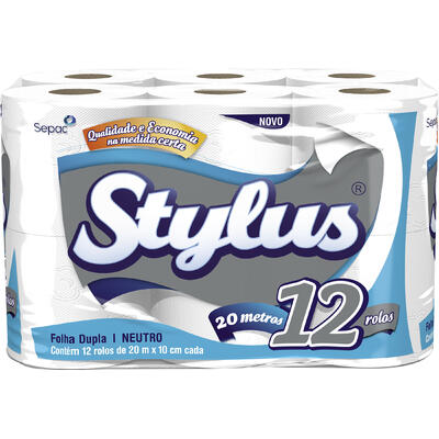 Papel Higiênico Stylus Folha Dupla 20m 12 rolos