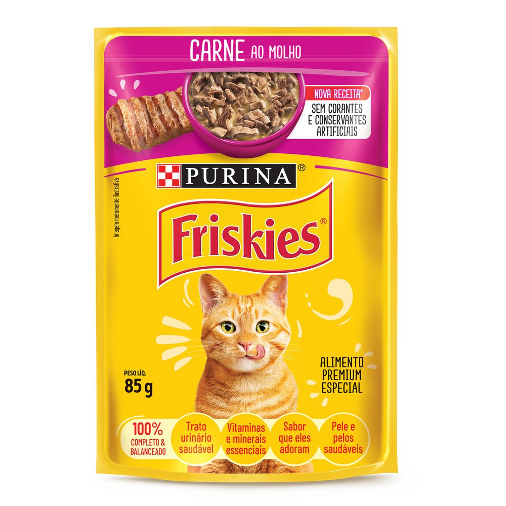 Ração para Gatos Friskies Adultos Carne ao Molho 85g