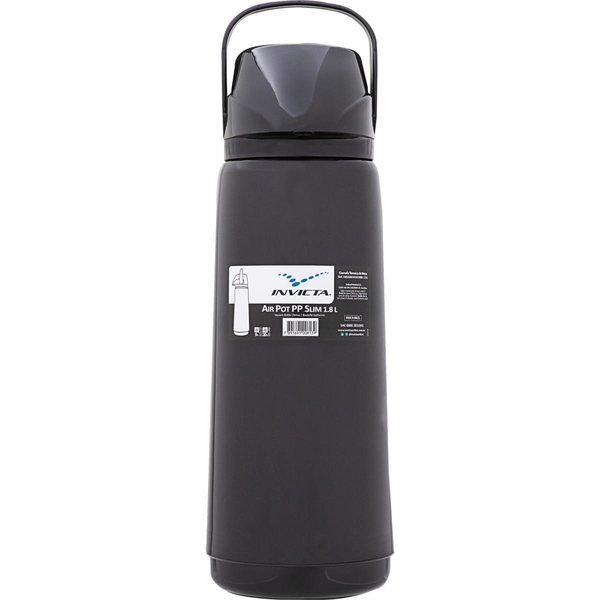 Garrafa Térmica Invicta 1,8 Litro - Air Spot - Slim - Preta - Ref. 100200010105