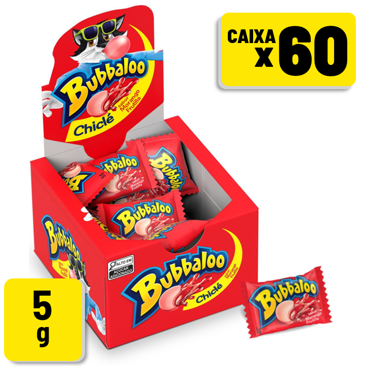 Chiclete Bubbaloo Morango 5g Caixa c/ 60 un