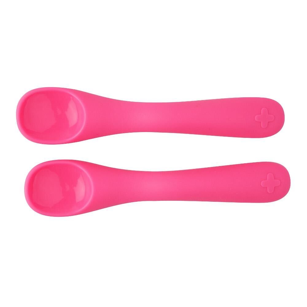 Conjunto De Colheres A\BABY Silicone Rosa Com 2 Peças