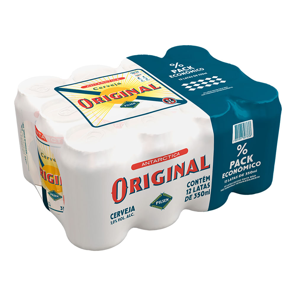 Pack Cerveja Pilsen Antarctica Original Lata 12 Unidades 350ml Cada