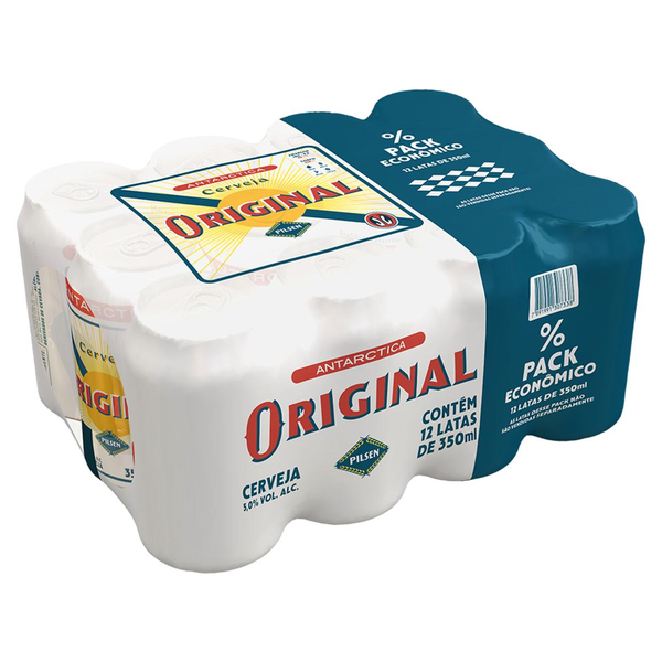 Pack Cerveja Pilsen Antarctica Original Lata 12 Unidades 350ml Cada