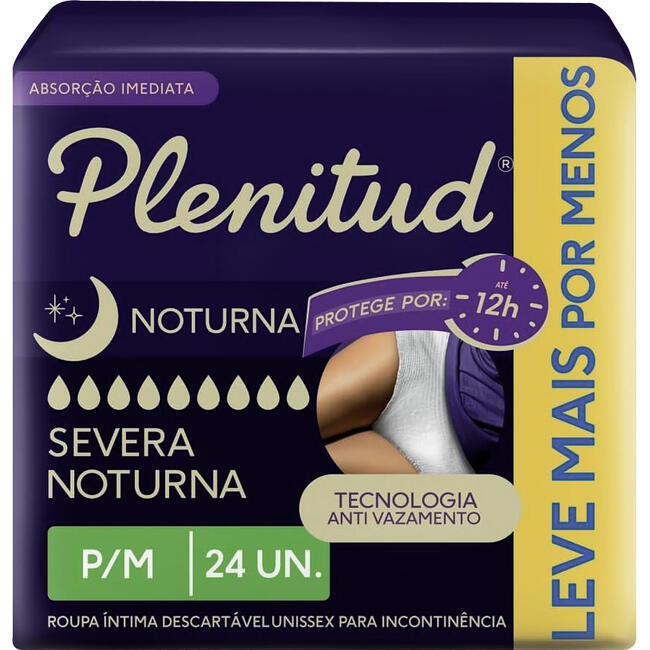 Roupa Íntima Plenitud Noturna P/M 24 un