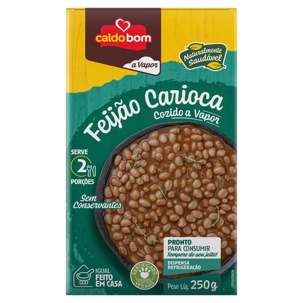 Feijão Caldo Bom 250g - Carioca - Cozido a Vapor