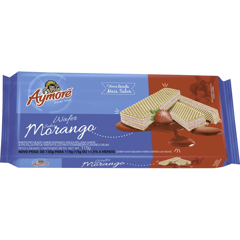 Biscoito Wafer Aymoré Morango 115g