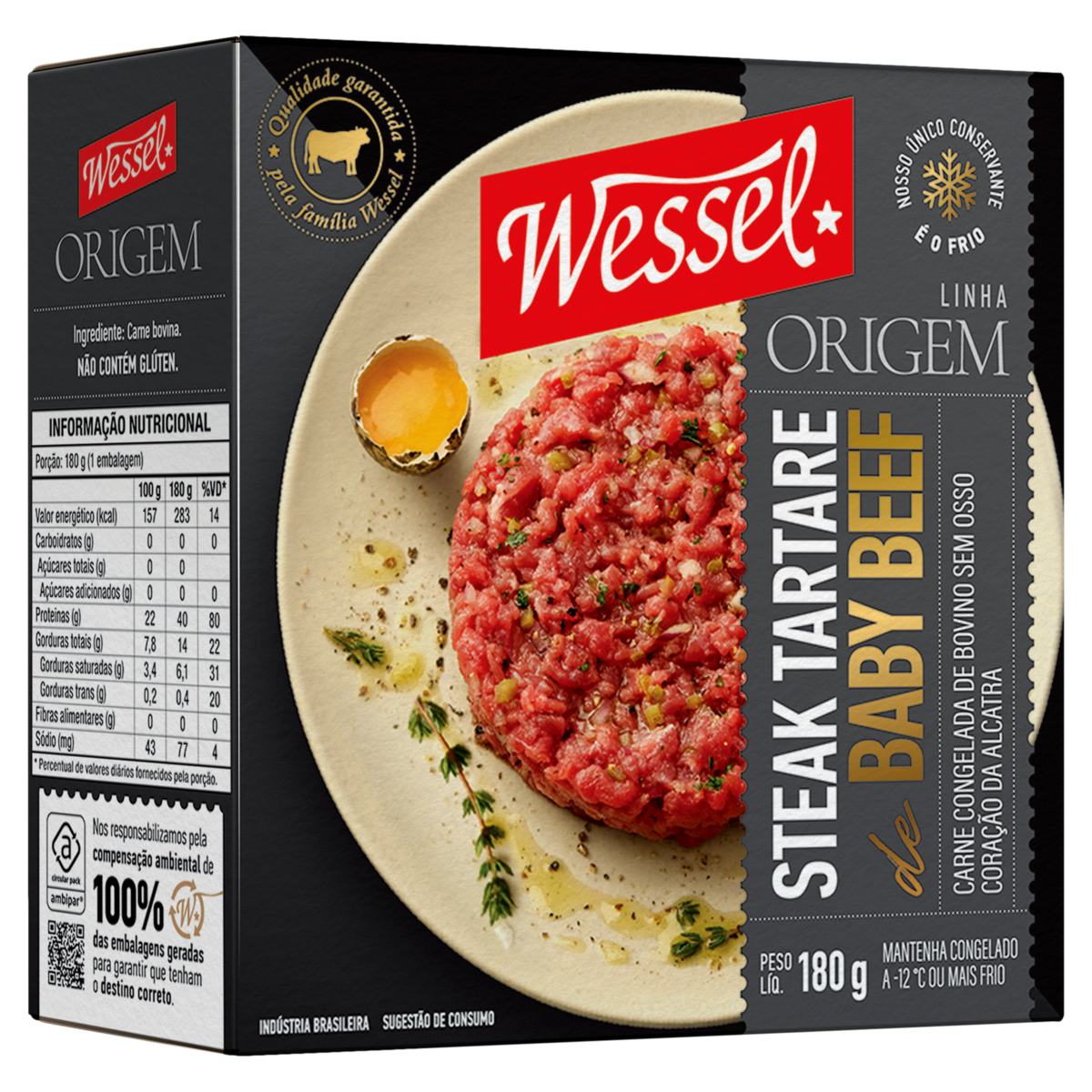 Steak Tartare de Baby Beef Bovino Congelado sem Osso Wessel Origem 180g