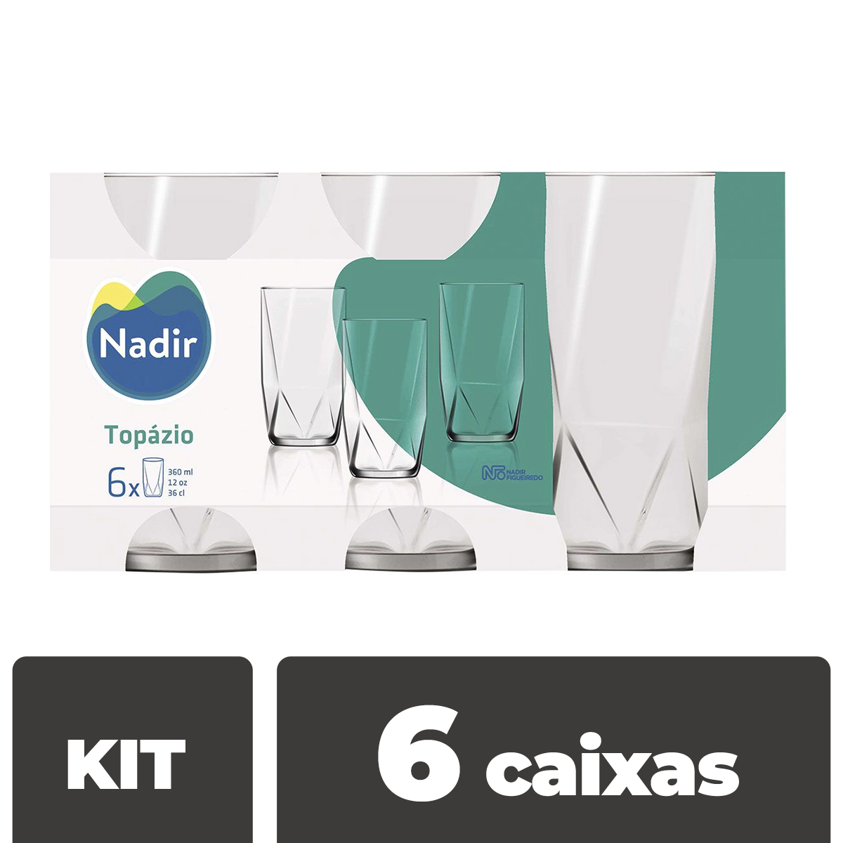 Kit com 6 caixas Copo Topazio