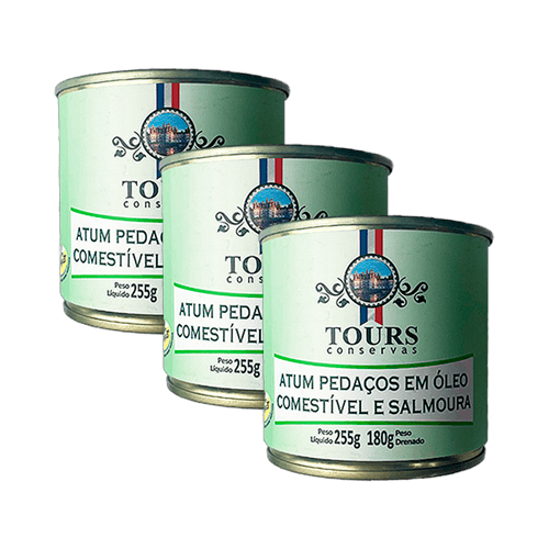 Kit 3x: Atum Pedaços Em Óleo Tours 255g