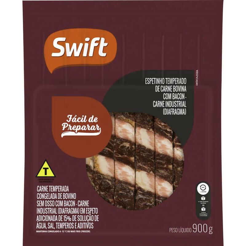 Espetinho Bovino Swift Congelado Com Bacon 900g