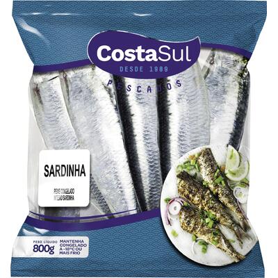 Peixe Sardinha Inteira Costa Sul Congelado 800g